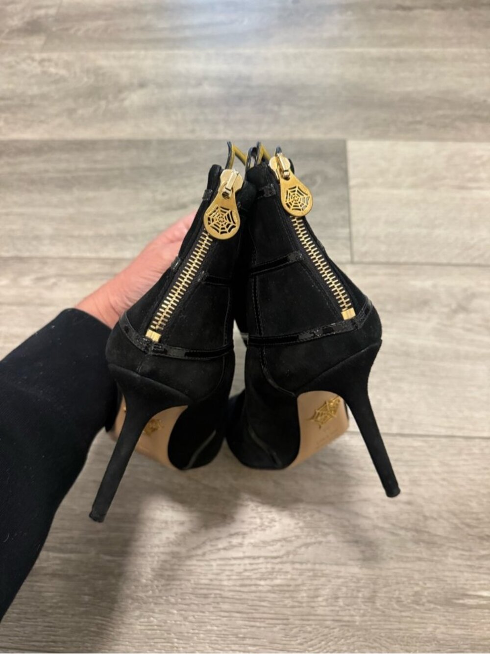 Charlotte Olympia Suede Boots black Lucinda pointed toe heeled boots size 36 - Picture 6 of 11
